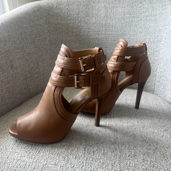 Michael Kors Blaze Leather Open-Toe Acorn Bootie US Size 7 - Picture 2 of 8